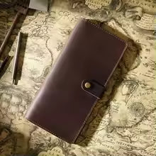 Genuine Leather Long Bifold Wallet