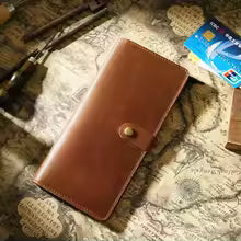 Genuine Leather Long Bifold Wallet