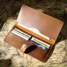 Genuine Leather Long Bifold Wallet