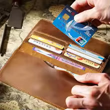 Genuine Leather Long Bifold Wallet