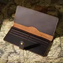 Genuine Leather Long Bifold Wallet